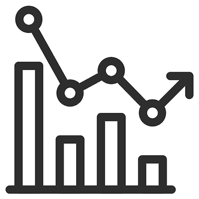 line drawing of a bar graph with a line graph over it